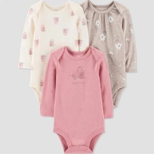 Newborn Baby Girl Carter’s Baby Bird Owl Long Sleeve Onesie Set Bundle NB